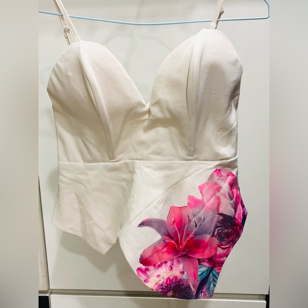 Morning Mist Floral Asymmetrical Bustier Top